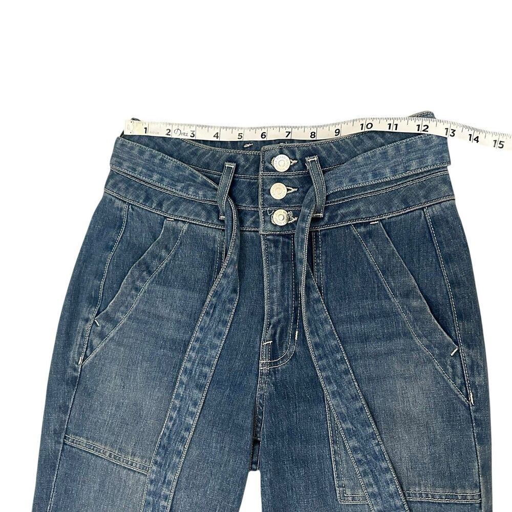 Veronica Beard Jeans Women's 25x28 Blue Logan Slim Straight Extra High-Rise Belt - Picture 5 of 14